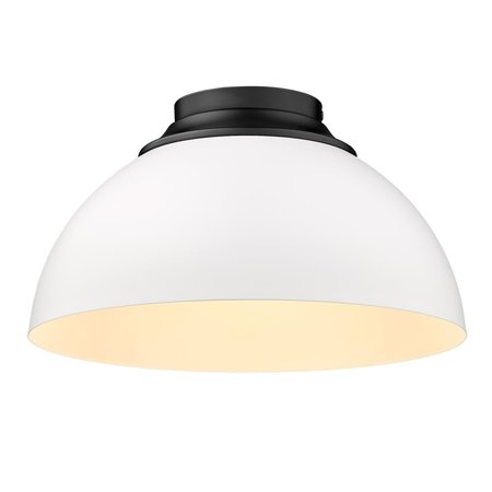 GOLDEN LIGHTING Zoey Flush Mount, Matte Black 6956-FM BLK-WHT